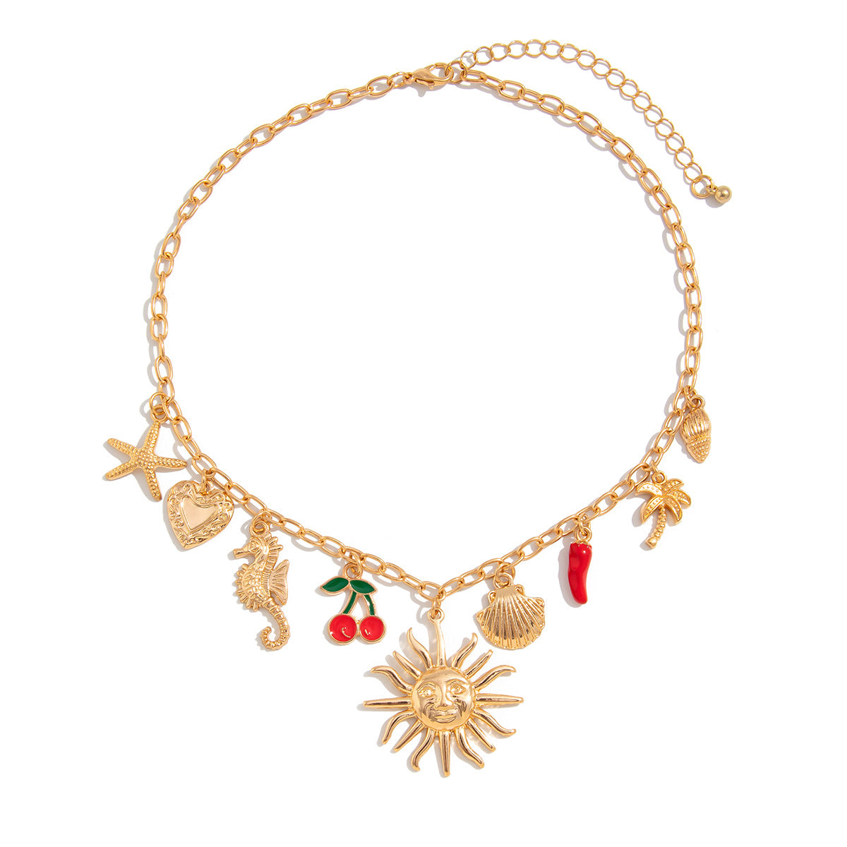Vintage Sweet Drip Oil Fruit Charm Zinc Alloy Pendant Necklace for Women