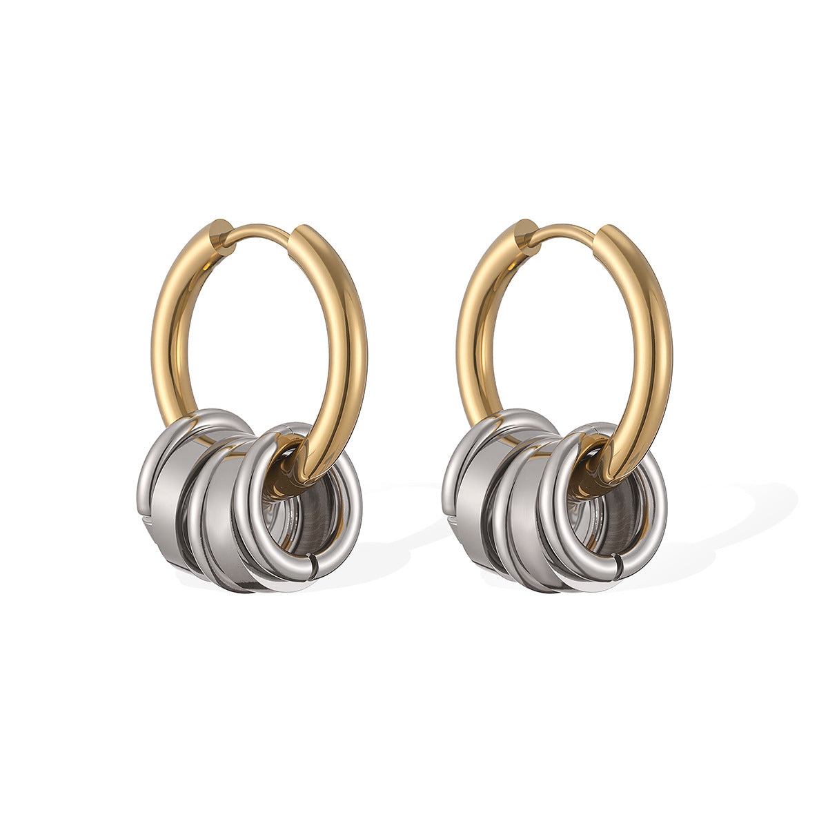 Minimalist 18K Gold Plated Geometric Round Stainless Steel Earrings for Women