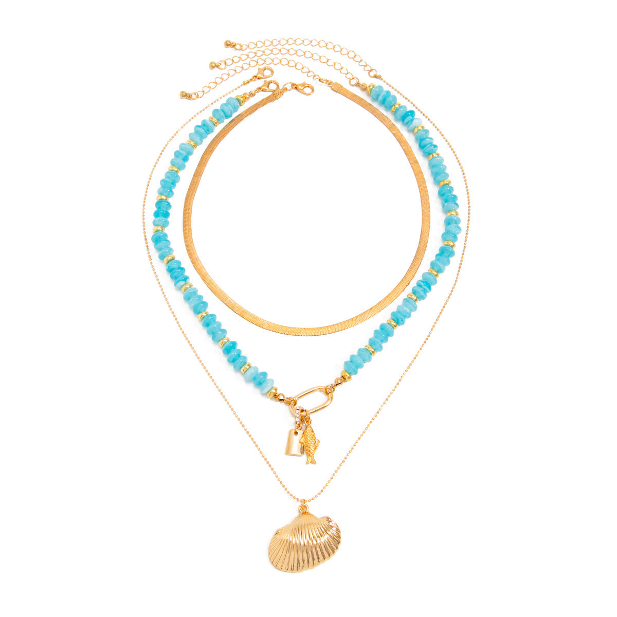Sweet Plated Iron Animal Shell Resin Pendant Necklace for Women