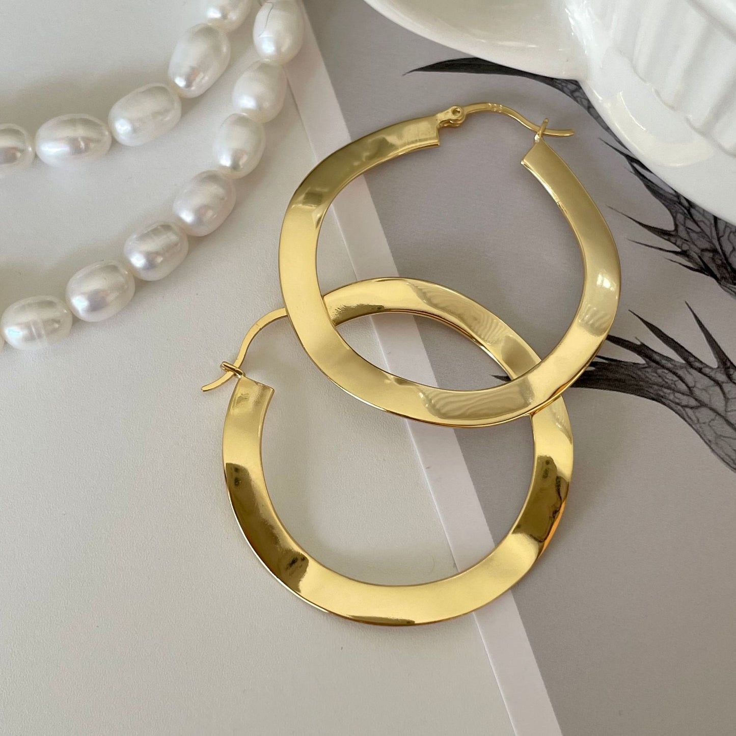 Minimalist 925 Sterling Silver Round Hoop Earrings Plated
