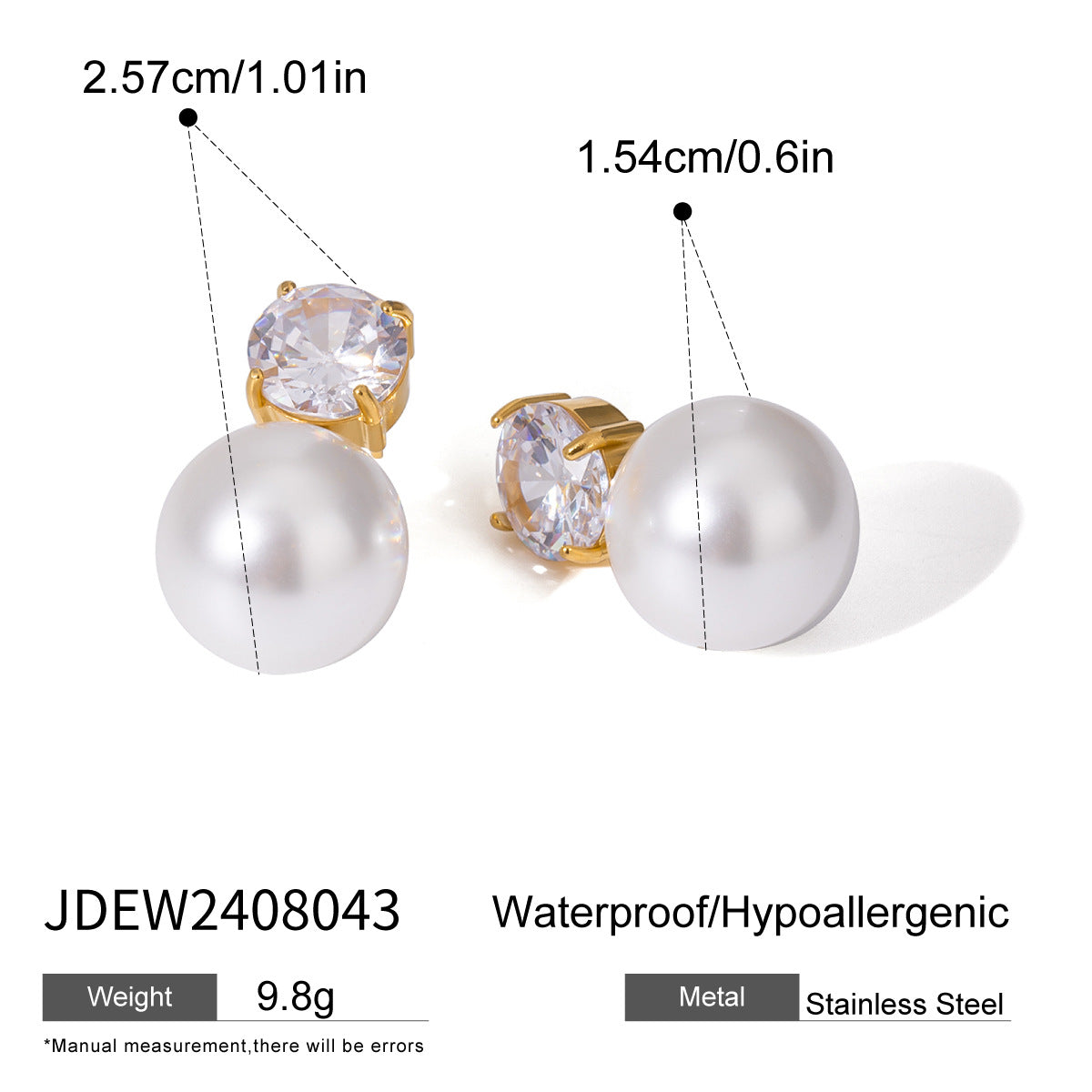 Elegant Geometric Pearl Inlay Plated Stainless Steel Earrings for Women