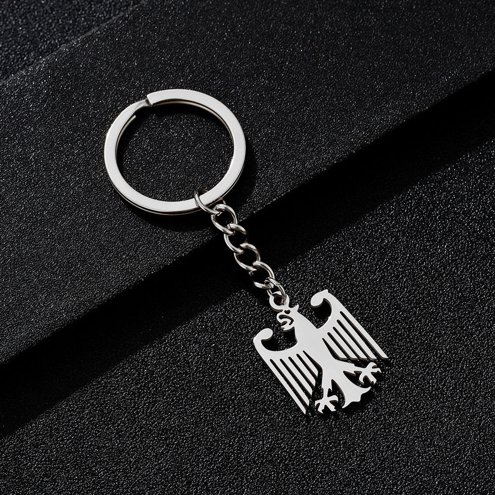 Llavero unisex de acero inoxidable con diseño de águila vintage y motivo nacional alemán
