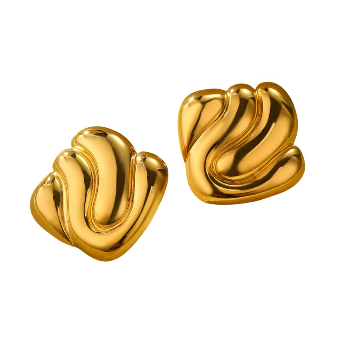 Pendientes de acero inoxidable cuadrados geométricos con baño de oro de 18 quilates para mujer, pendientes de titanio de moda para la oficina