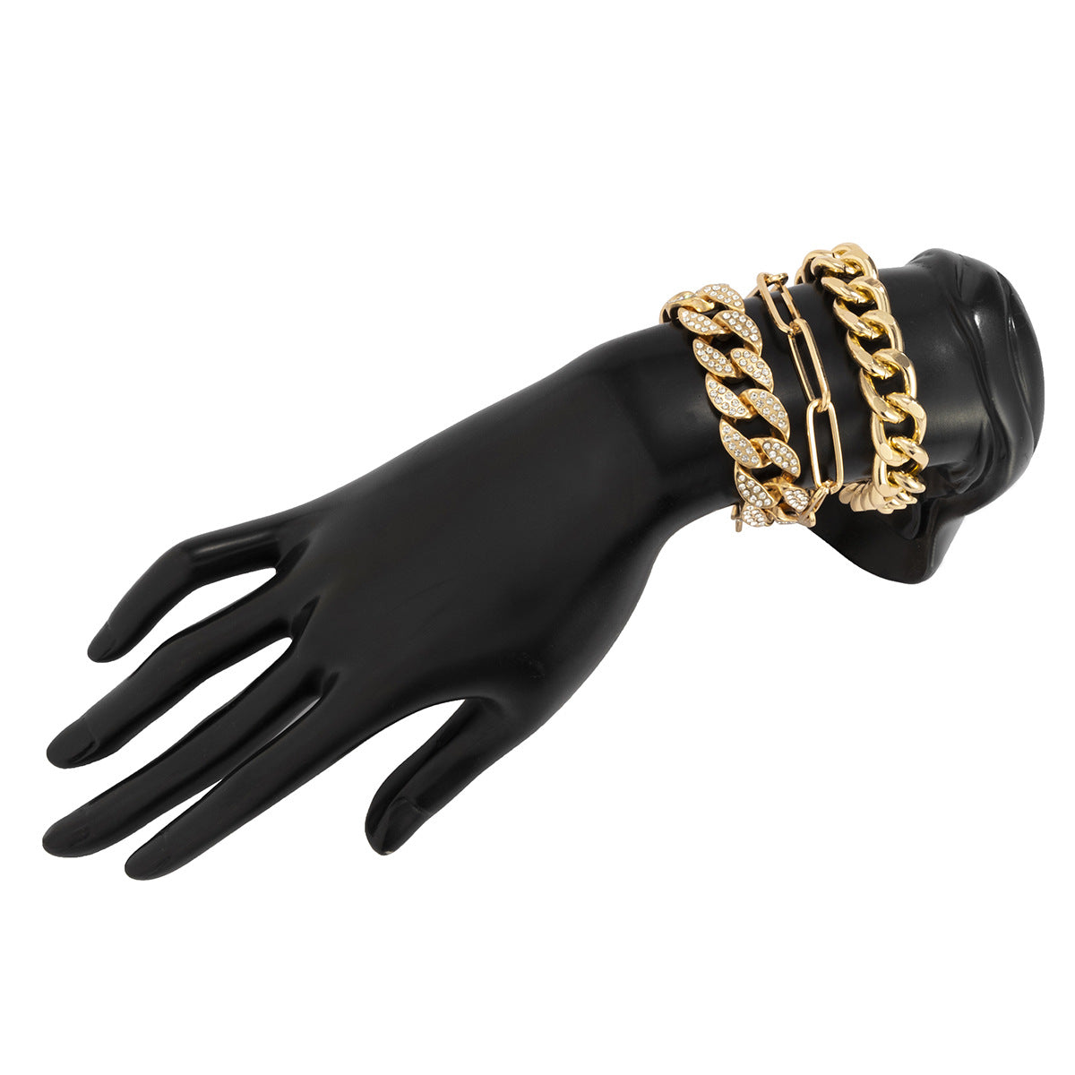 Sweet and Edgy Geometric Cuban Link Bracelet for Women with Rhinestone Inlay in Alloy