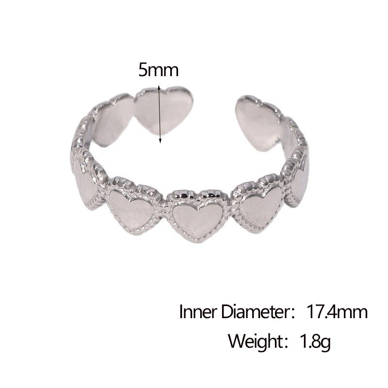 Minimalist 18K Gold Plated Stainless Steel Heart Open Ring for Women