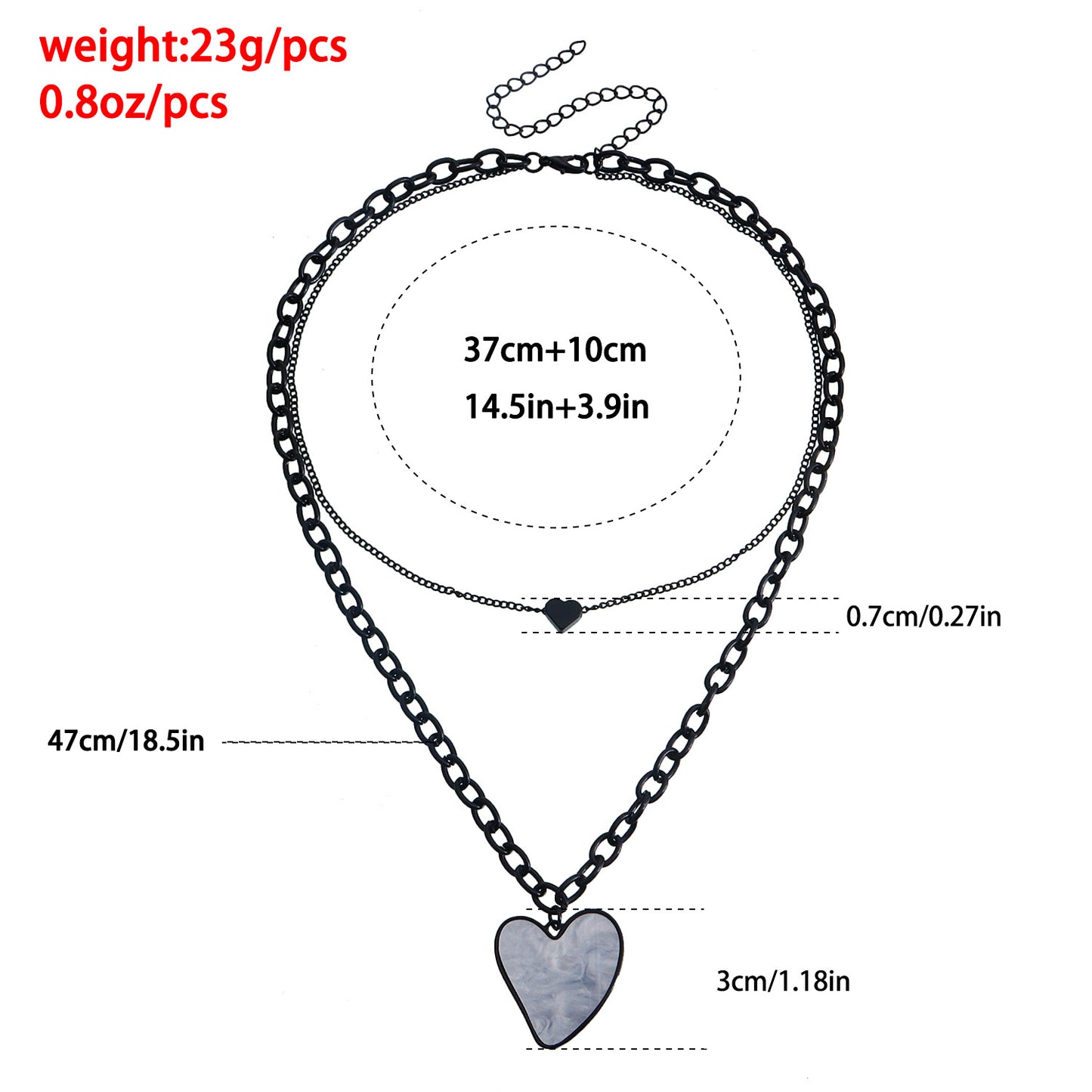 Minimalist Heart-Shaped Alloy Pendant Necklace with Plated Finish for Women Double-Layer Clavicle Chain