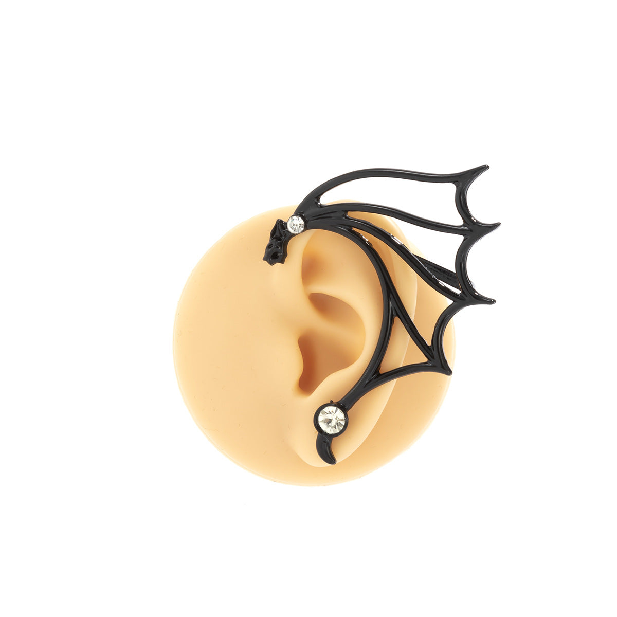 Sweet and Edgy Geometric Hollow-Out Elf-Inspired Ear Studs for Women Made of Alloy with Rhinestone Inlay