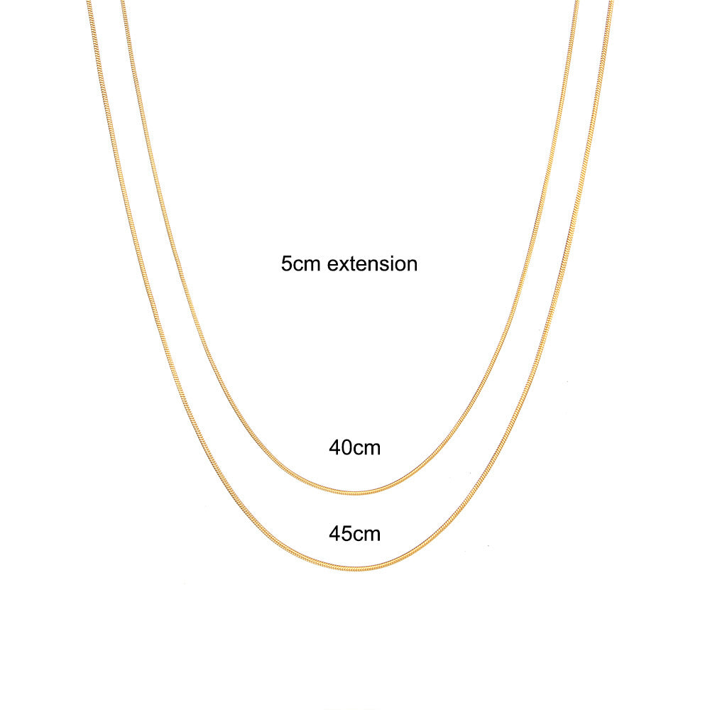 Minimalist Geometric Stainless Steel Plated 18K Gold Double Layer Thin Cord Necklace for Women
