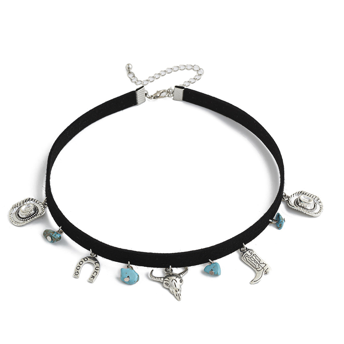 Vintage Bohemian Geometric Bull Head Zinc Alloy Plated Necklace for Women