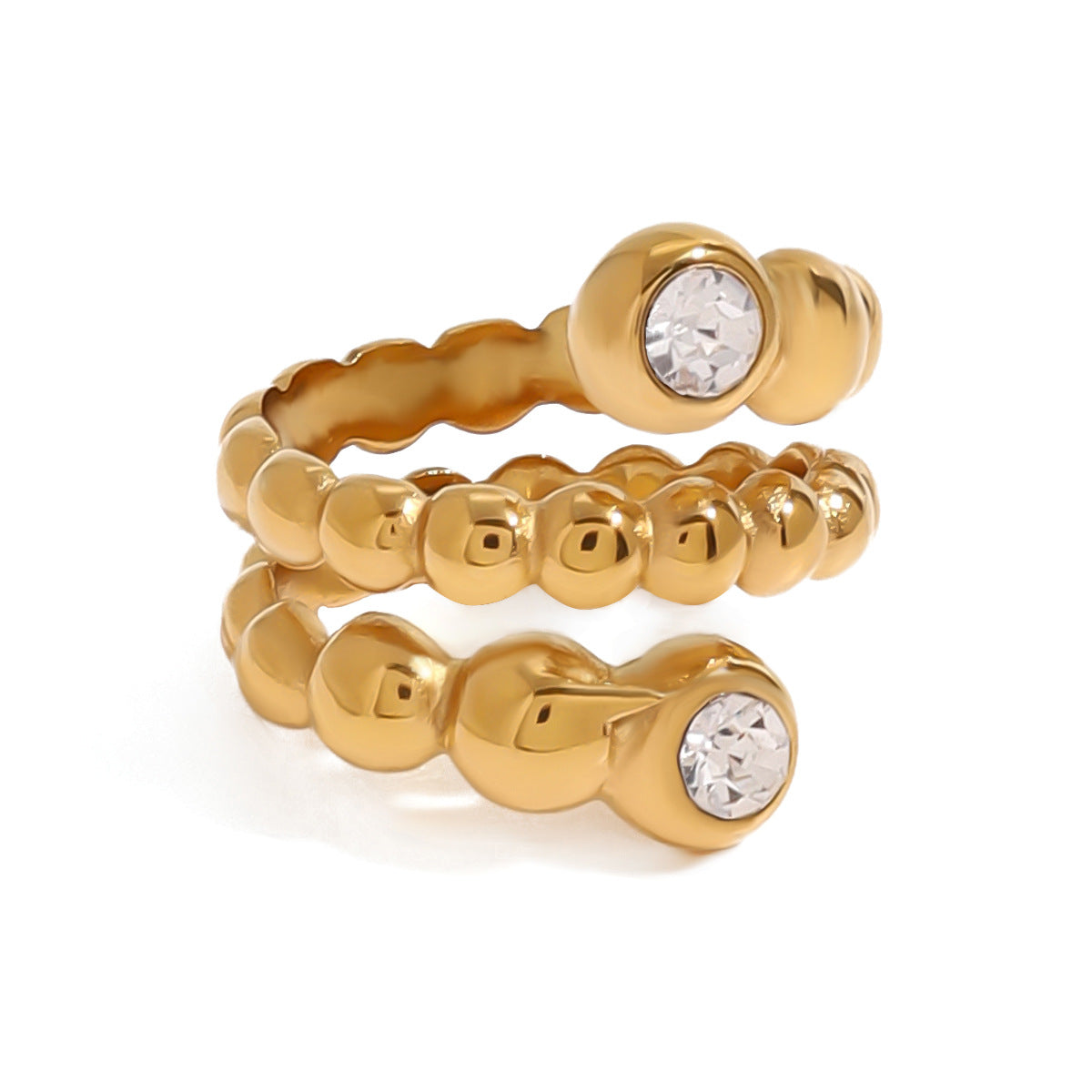 Anello Minimalista Geometrico Placcato Acciaio Inossidabile con Strass Unisex