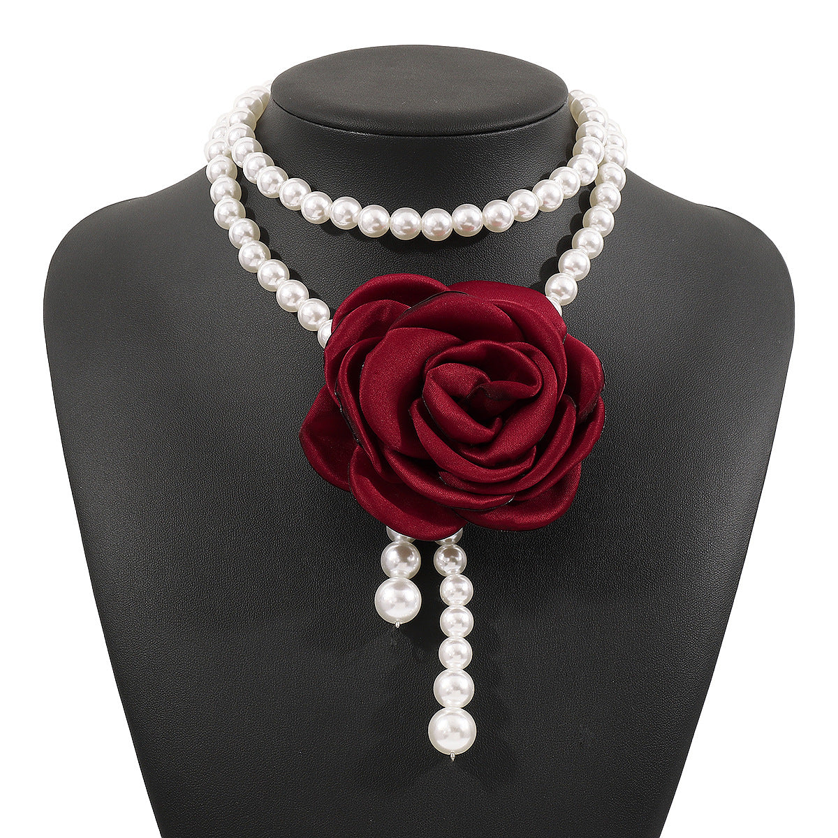 Collana Girocollo Barocca Floreale a Rosa in Stile Rétro Francese da Donna con Accenti di Perle Sintetiche e Dettagli Artigianali