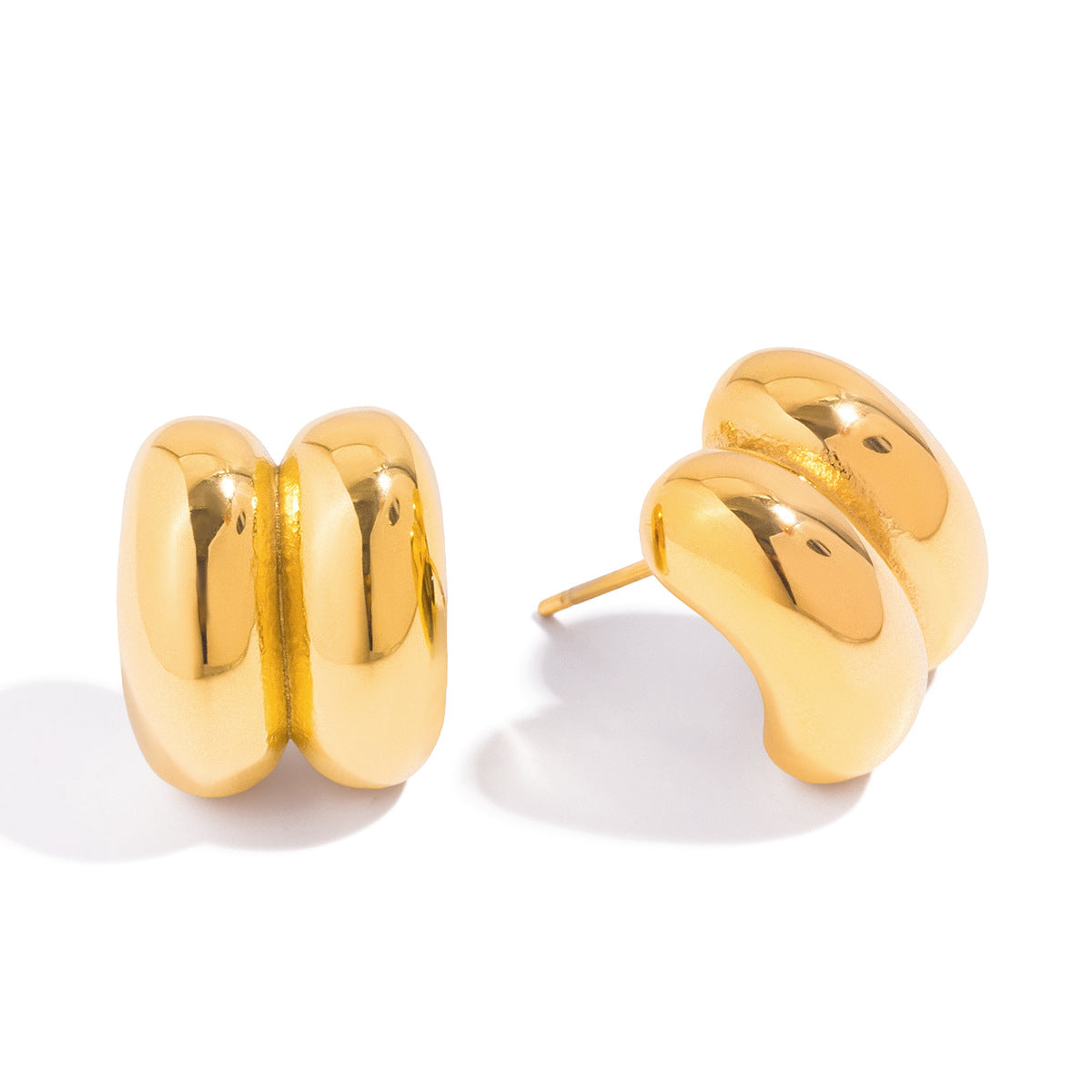 Pendientes de Aro Geométricos Minimalistas Chapados en Oro de 18K de Acero Inoxidable, Joyería de Moda para Mujer