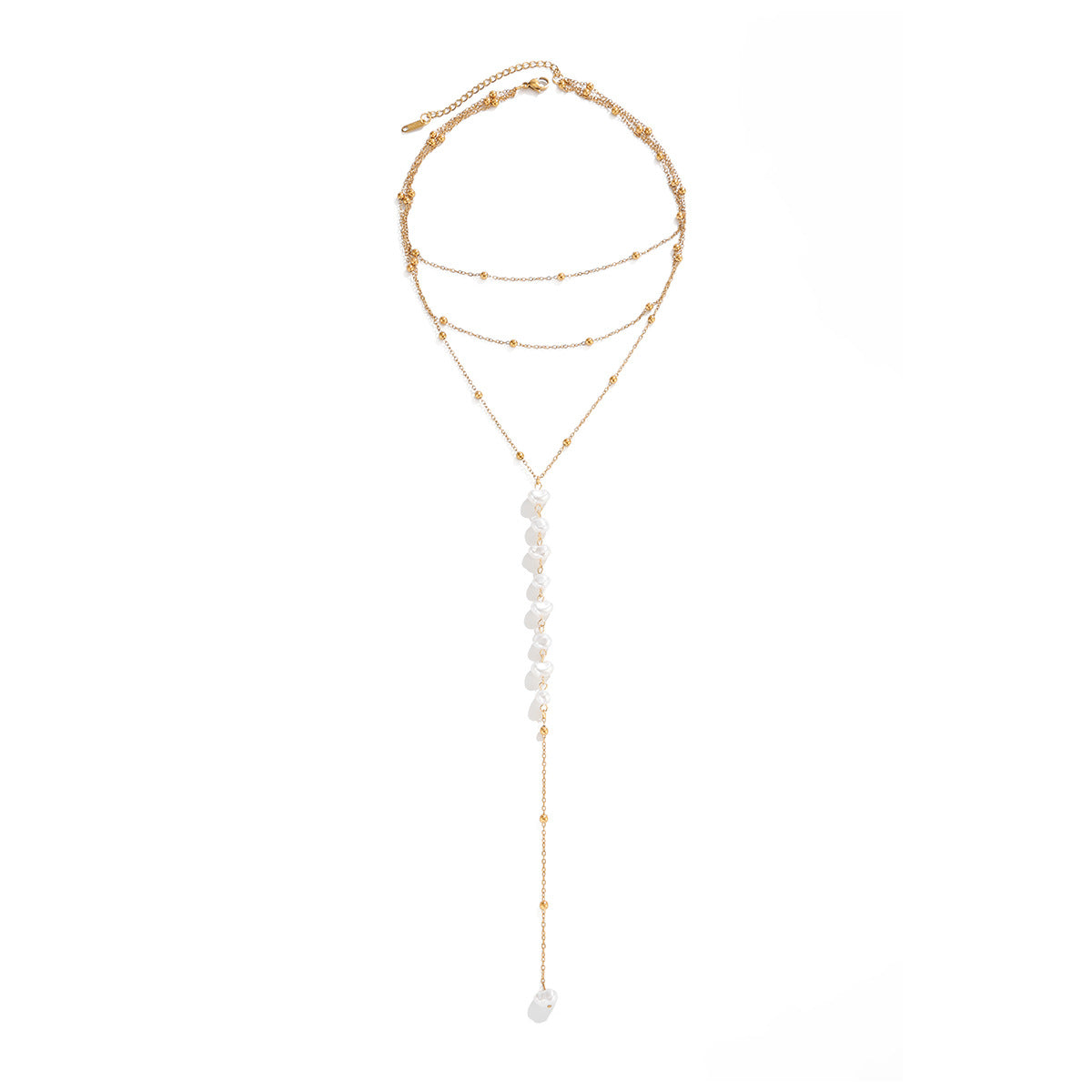 Hip-hop Minimalist Geometric Round Pearl Tassel Stainless Steel Ball Chain Necklace