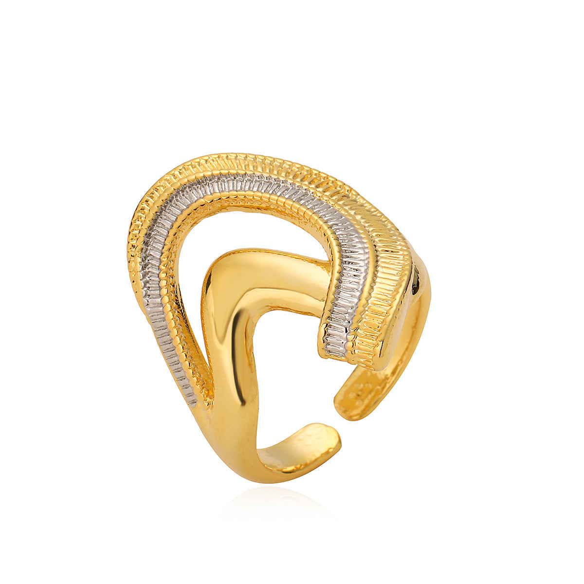Anello Aperto da Donna Minimalista Irregolare Geometrico in Rame con Finitura Galvanica