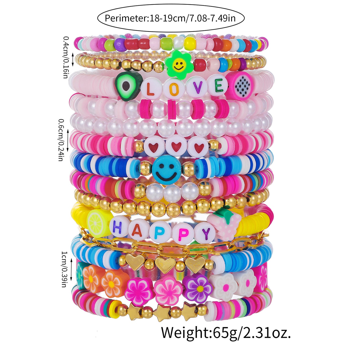 Casual Resin Acrylic Pearl Bracelet with Letter and Floral Pattern