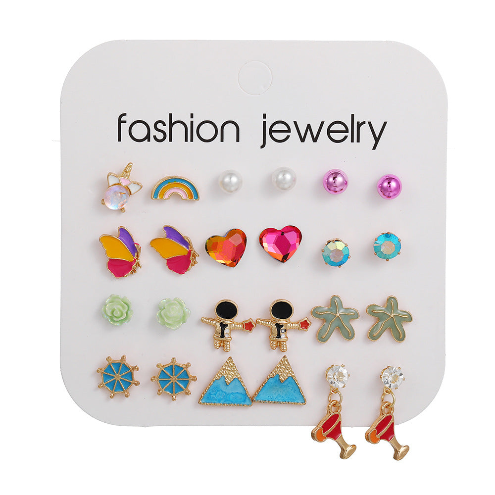 Minimalist Drip Oil Plated Alloy Animal and Fruit Earrings for Women