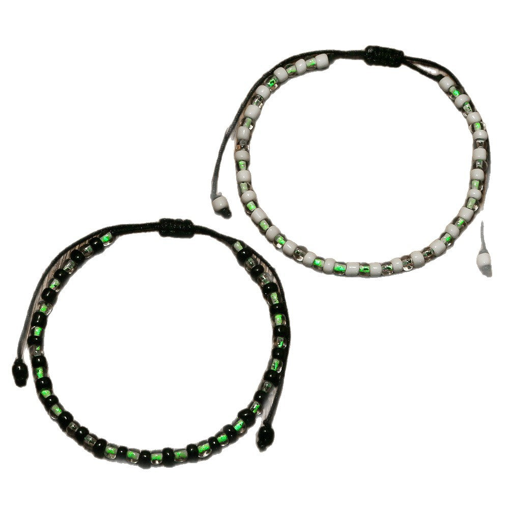 Handmade Geometric Round Glass Beads Bracelet Set Adjustable Glow-in-the-Dark Unisex