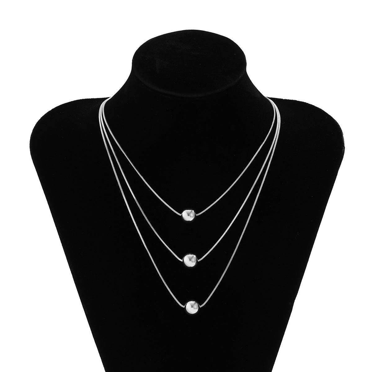 Collana pendente geometrica stile punk da donna con catena a serpente multistrato e struttura in metallo