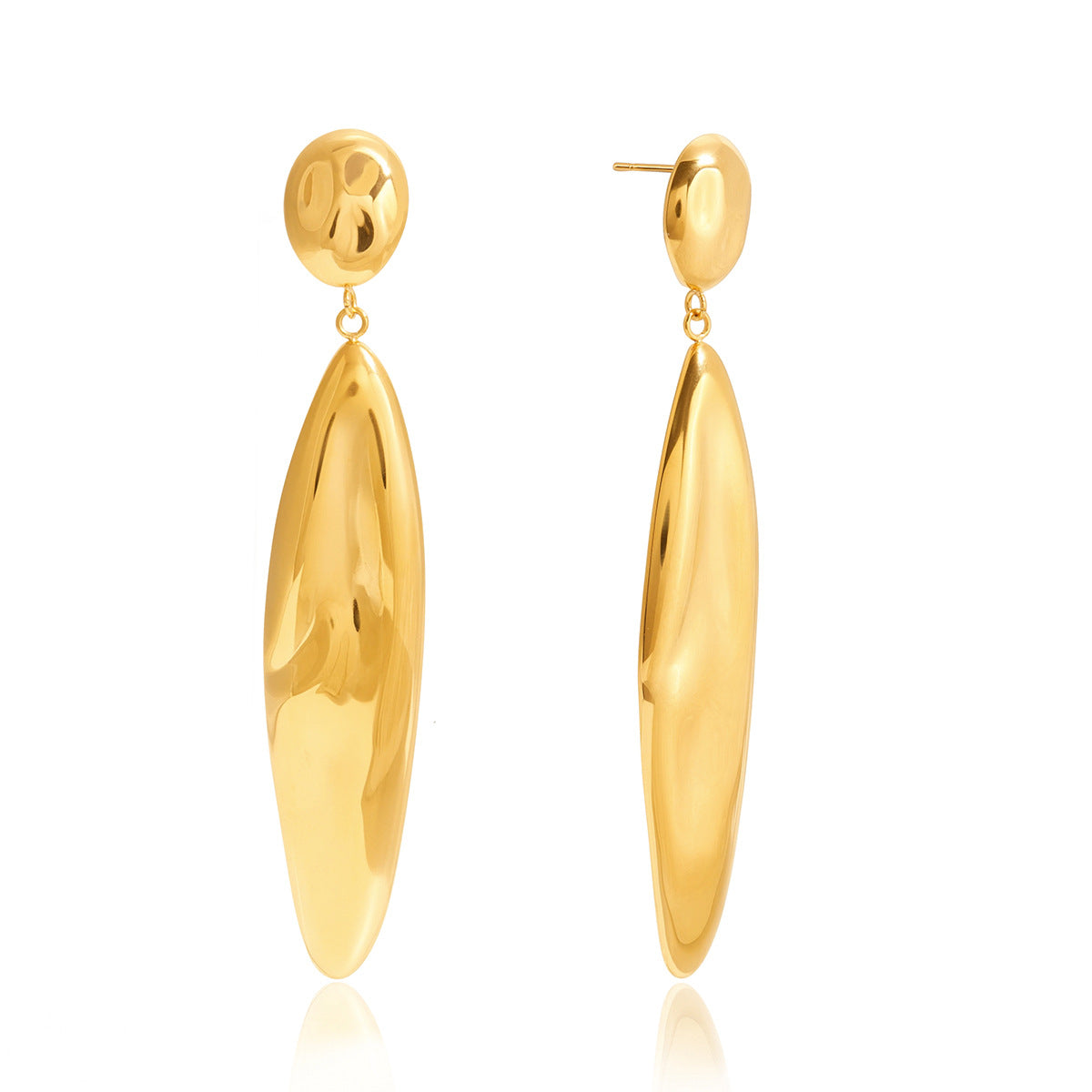 Pendientes de gota de agua geométricos minimalistas de lujo, chapados en oro de 18 quilates, de acero inoxidable para mujer