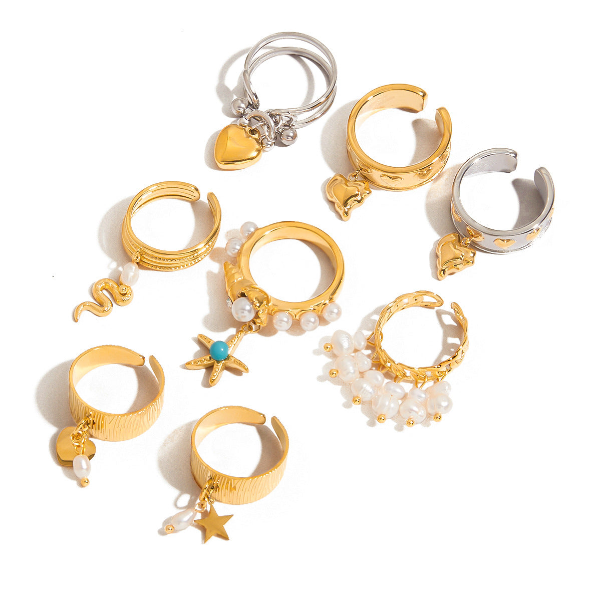 Elegante Anillo de Acero Inoxidable con Corazón Geométrico para Mujer