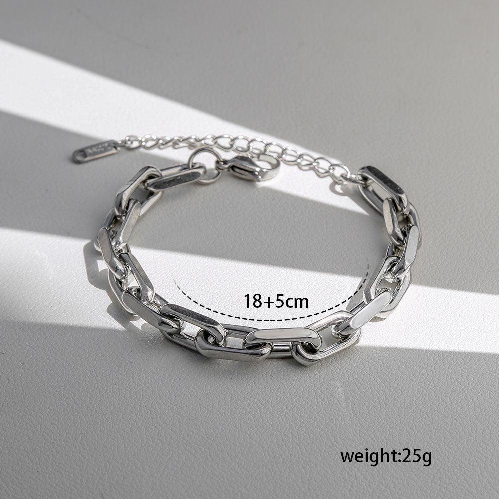 Pulsera unisex de acero inoxidable chapada en oro con diseño atrevido, estilo urbano y estética hip-hop