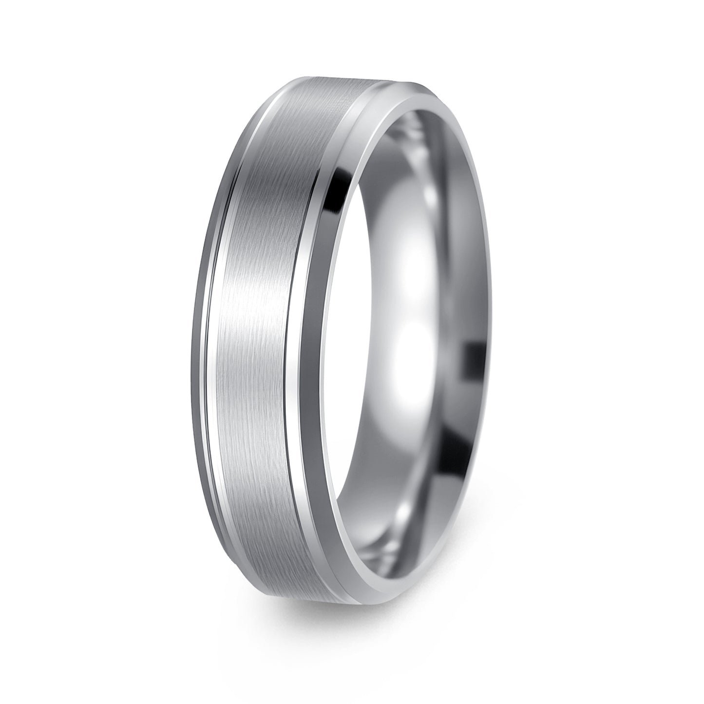 Anillo geométrico redondo unisex de acero inoxidable chapado mate minimalista