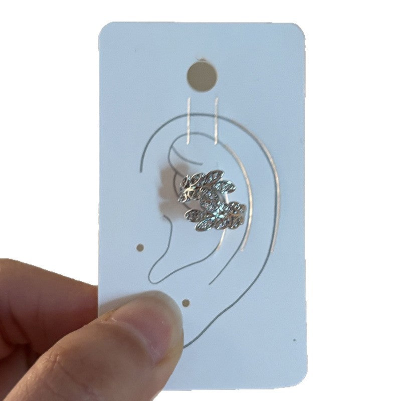Orecchini a clip geometrici da donna a spiga di grano in zirconi intarsiati, di lusso minimalista