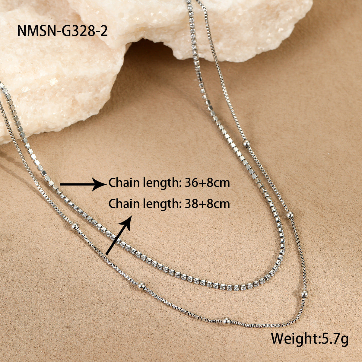 Collana Minimalista a Strati in Acciaio Inossidabile con Motivo Geometrico, Tonalità Fredde e Finitura Placcata