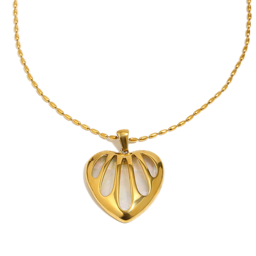 Elegant Luxury 18K Gold Plated Stainless Steel Heart Pendant Necklace for Women