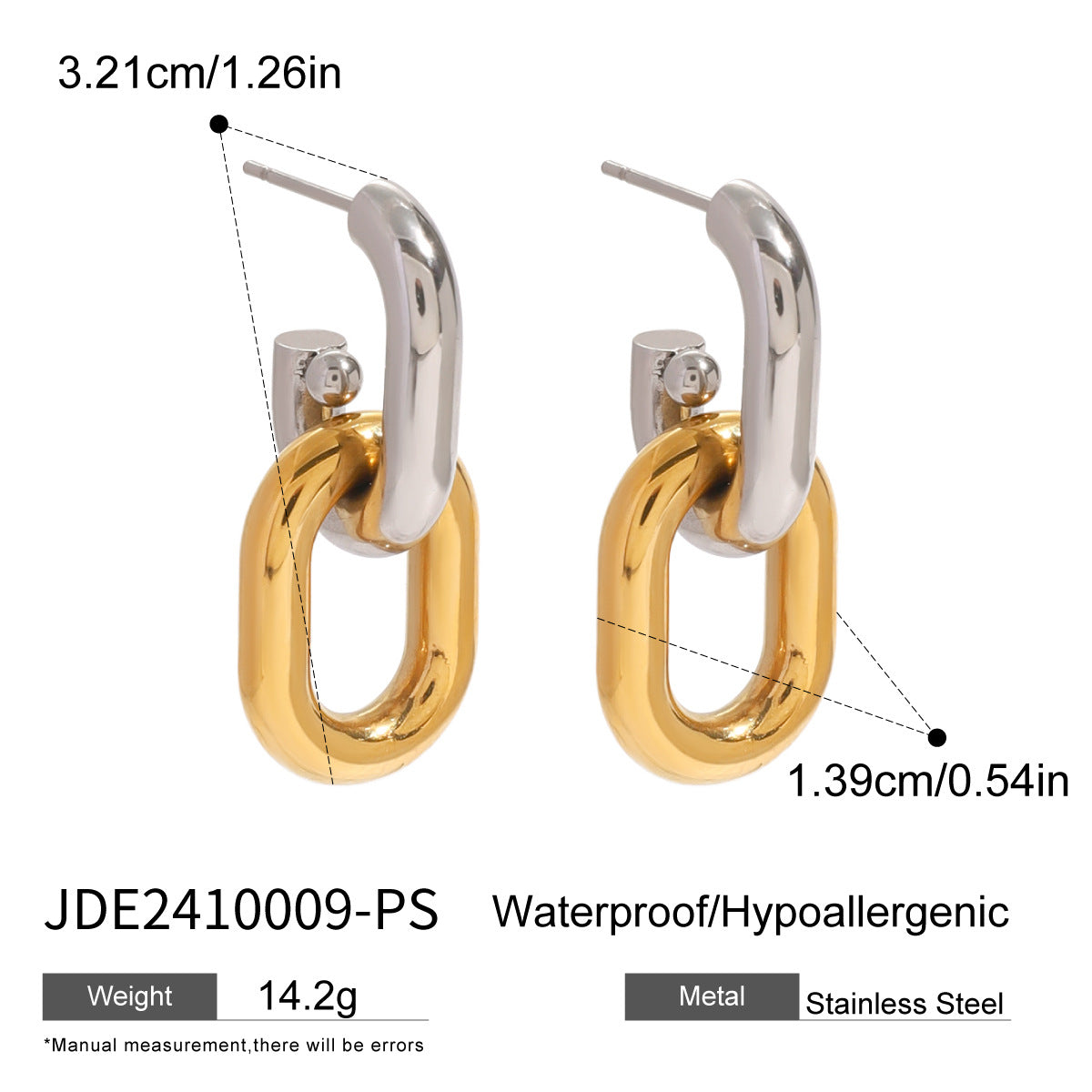 Orecchini a Cerchio Geometrici in Acciaio Inossidabile da Donna con Finitura Placcata, Gioielli Minimalisti di Lusso