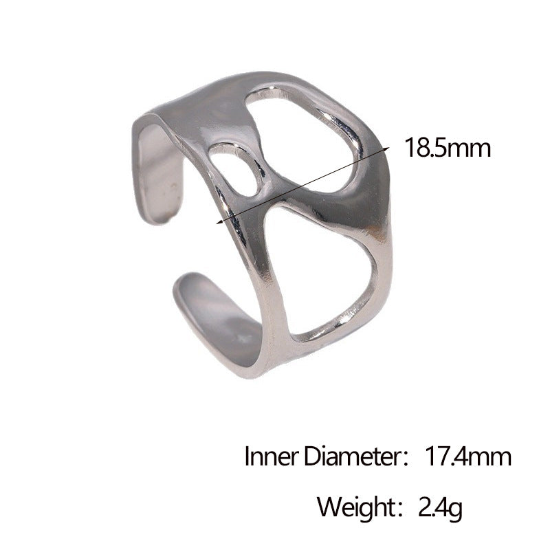 Minimalist Geometric Stainless Steel Adjustable Open Ring with Plated Finish for Women