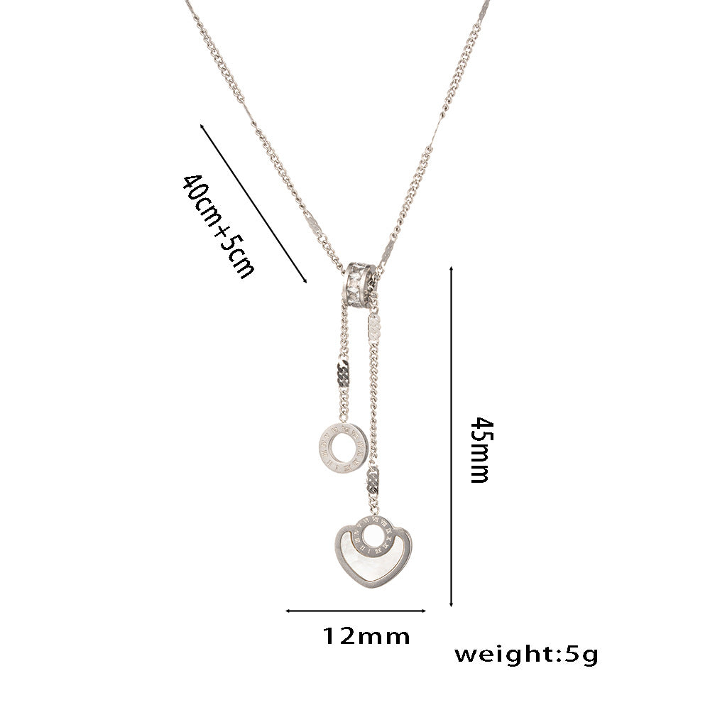 Collar minimalista de acero de titanio chapado en oro de 18 quilates con colgante de nácar en forma de corazón para mujer