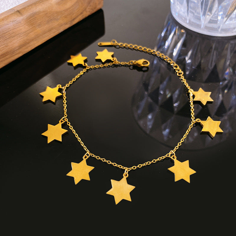 Six-Pointed Star Titanium Steel Plated Bracelet Unisex