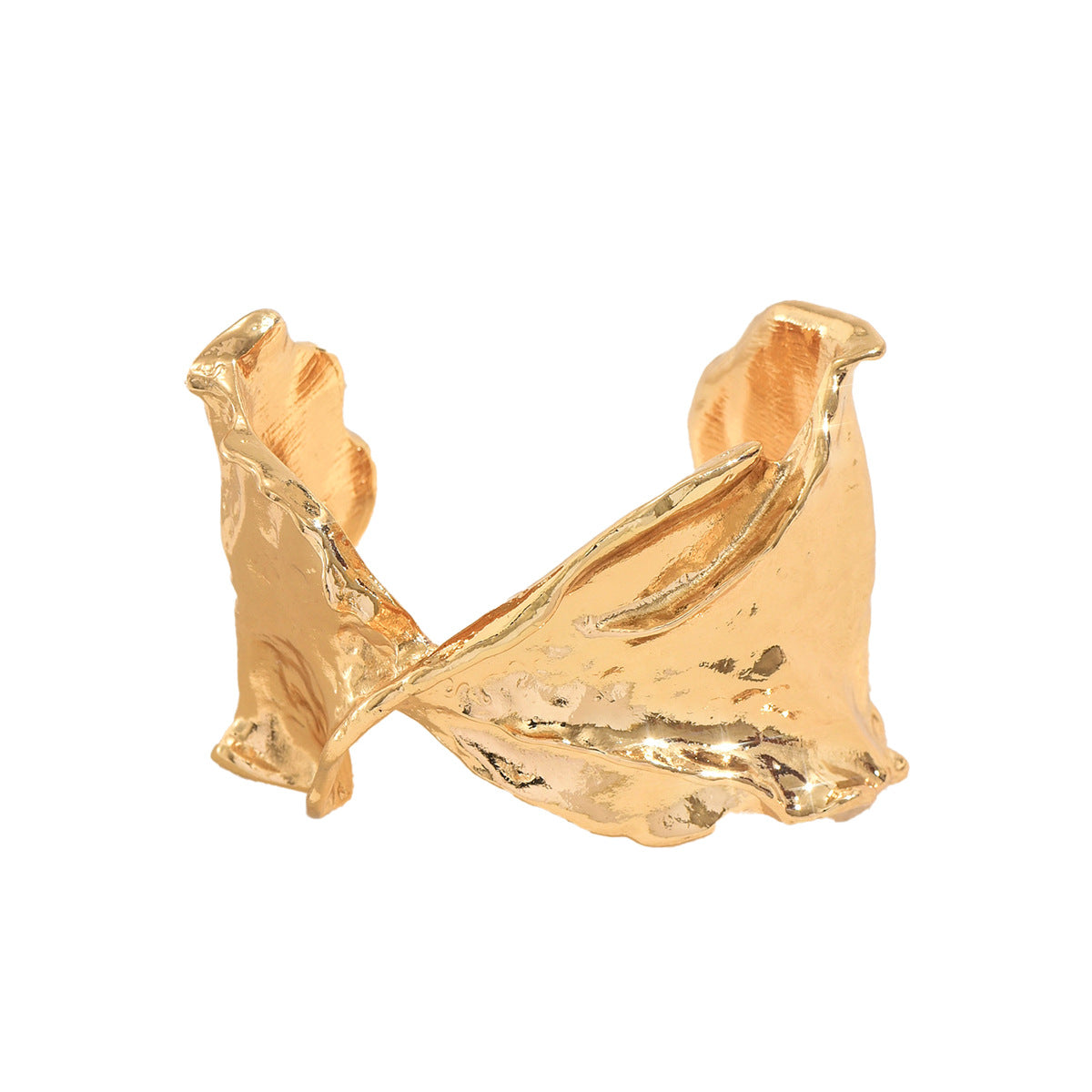 Pulsera de metal corrugado irregular geométrico para mujer en aleación con acabado chapado, accesorio de uso diario moderno y versátil