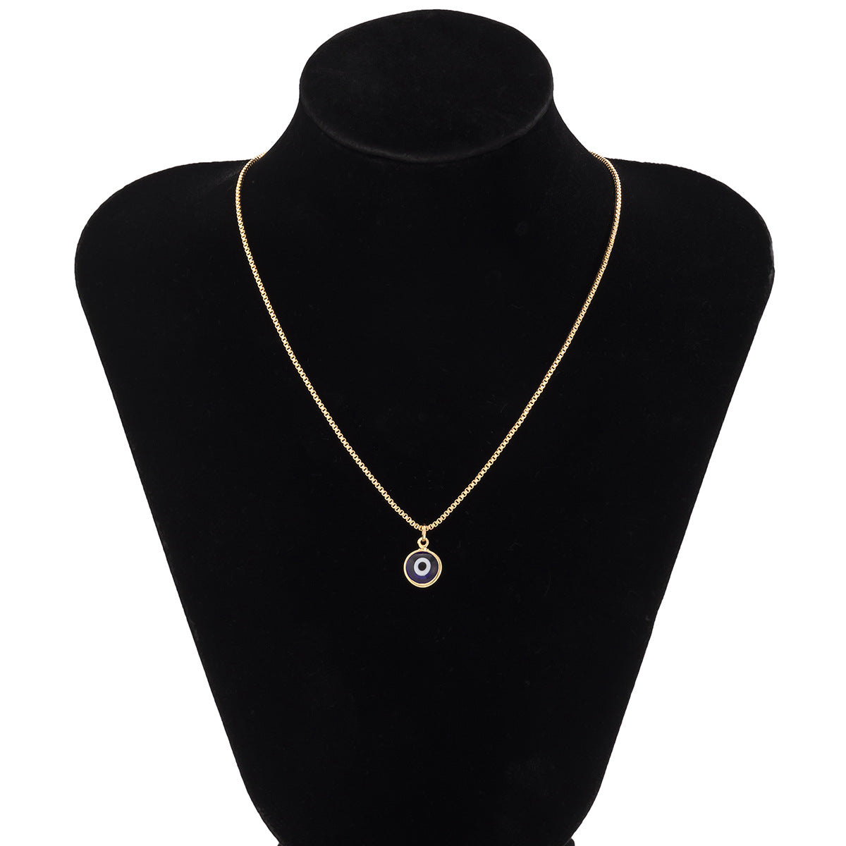 Sweet and Cool Style Geometric Eye Pendant Necklace in Metal with Plated Finish and Box Chain for Women