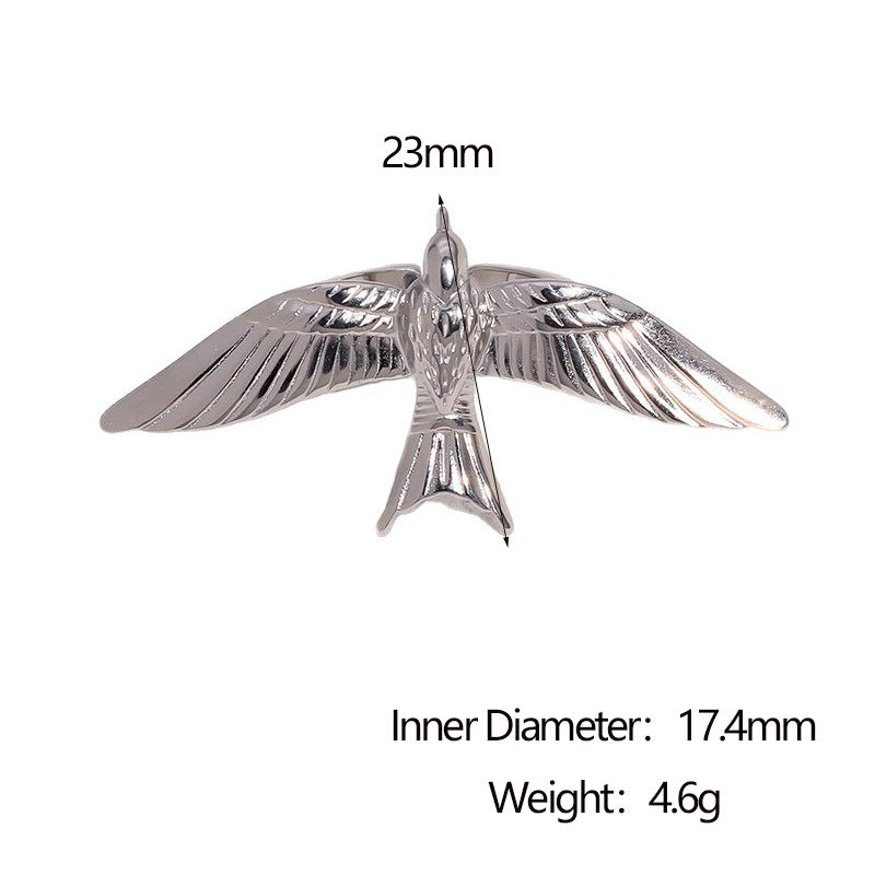 Minimalist Bird-Shaped Stainless Steel Open Ring with Plated Finish for Women