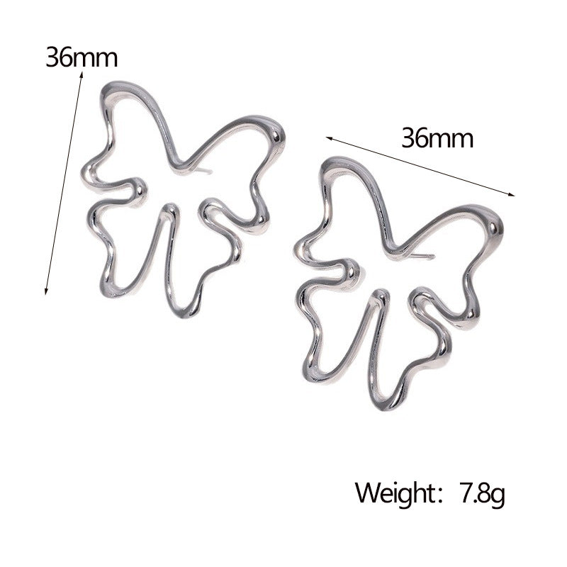 Orecchini a perno a forma di farfalla, minimalisti, in acciaio inossidabile 304, con finitura placcata, da donna
