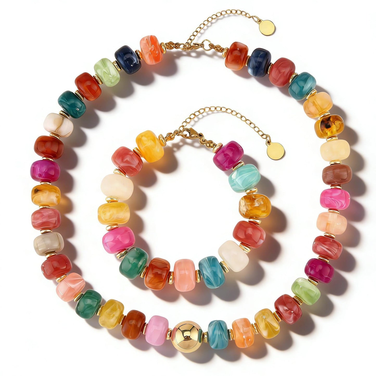 Bohemian Casual Geometric Round Resin Acrylic Pendant Necklace for Women