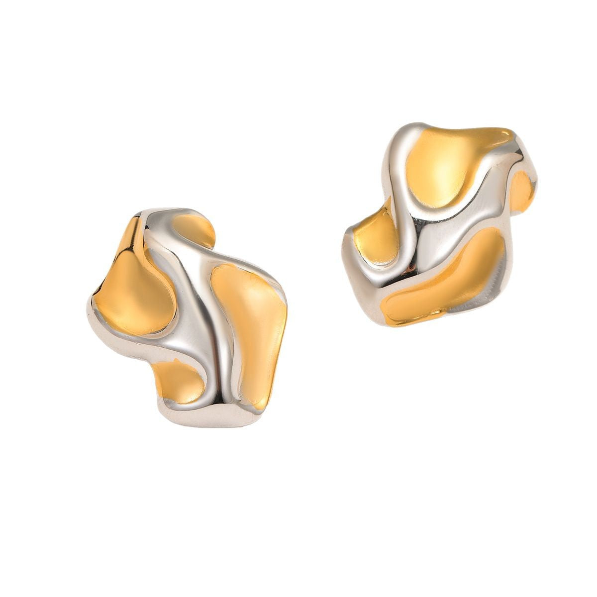 Geometric Stainless Steel Earrings with Gold and Silver Plating for Women Abstract Fashionable Office Wear