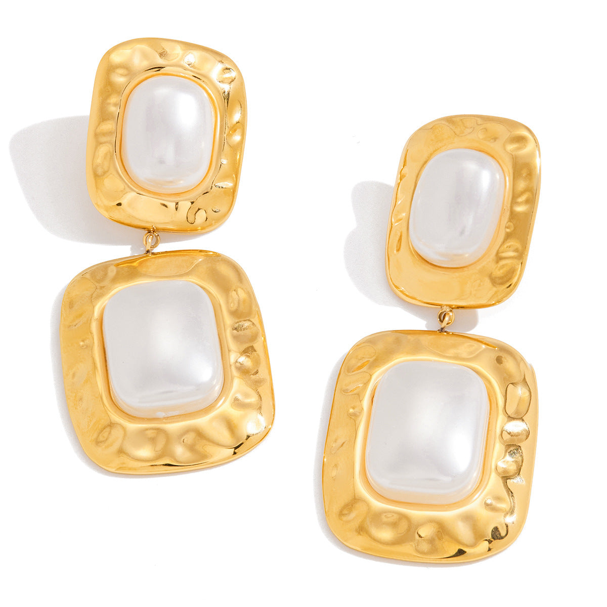 Orecchini da donna di lusso geometrici a rombo in acciaio al titanio con placcatura in oro PVD sottovuoto