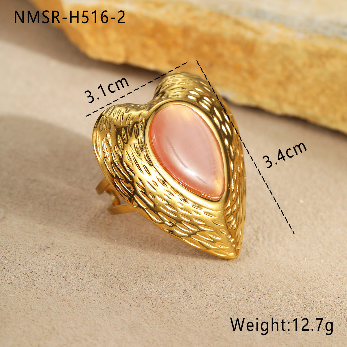 Pendientes de acero de titanio con forma de corazón de moda con incrustaciones de ojo de gato y acabado galvanizado para mujer