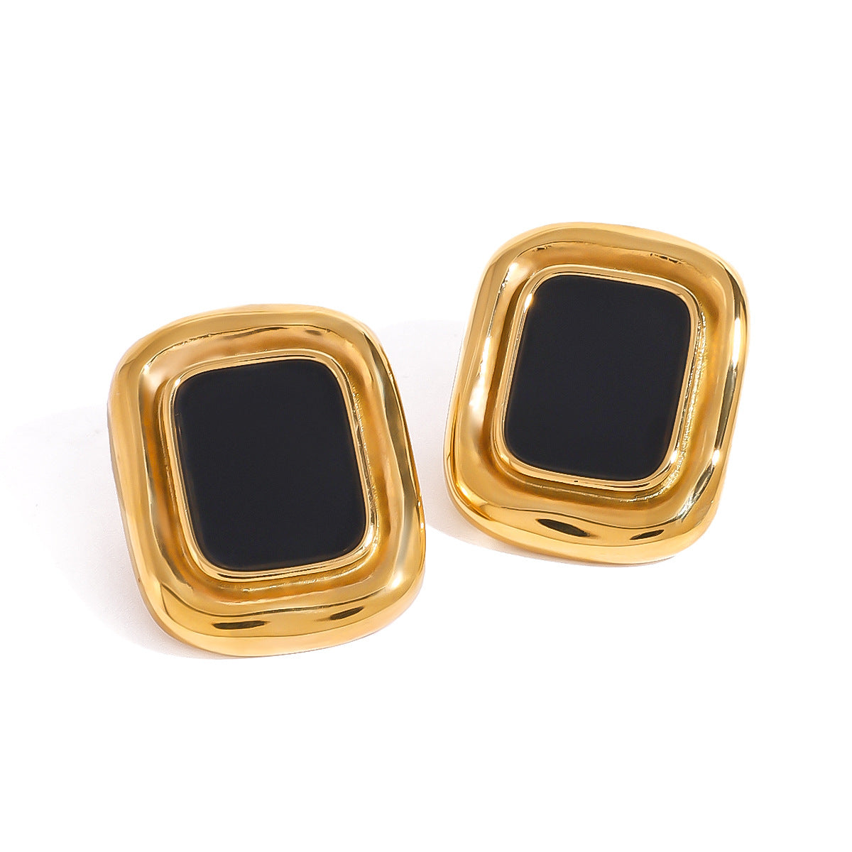 Minimalist Square Stainless Steel Earrings with Plating Finish for Women, Retro Luxury French-Inspired Geometric Studs