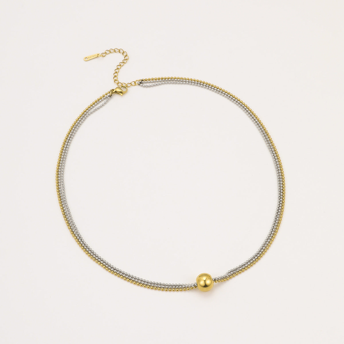 Collana da donna con ciondolo placcato in acciaio inossidabile geometrico alla moda con perle rotonde e design a linee pulite