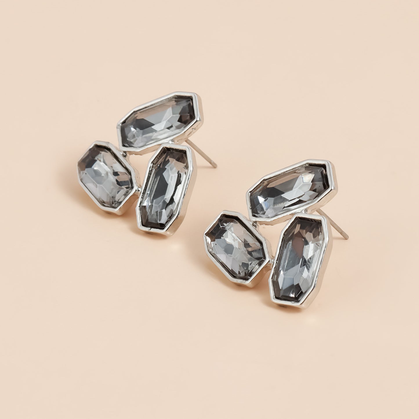Vintage Luxury Geometric Triangle Glass Stud Earrings for Women