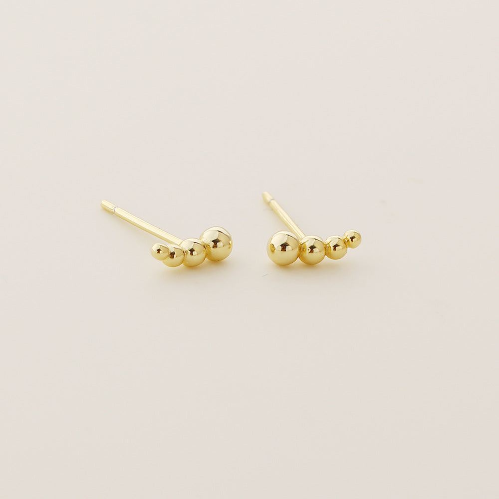 Orecchini a perno geometrici rotondi placcati in argento sterling 925, stile minimalista da donna