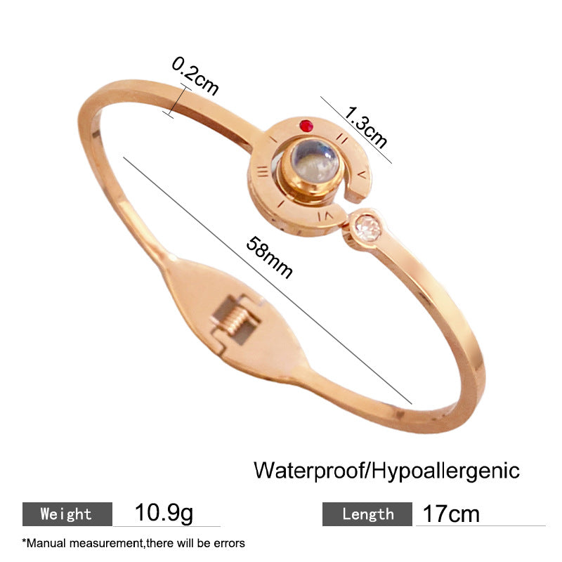 Roman Number Plated Titanium Steel Cuff Bracelet