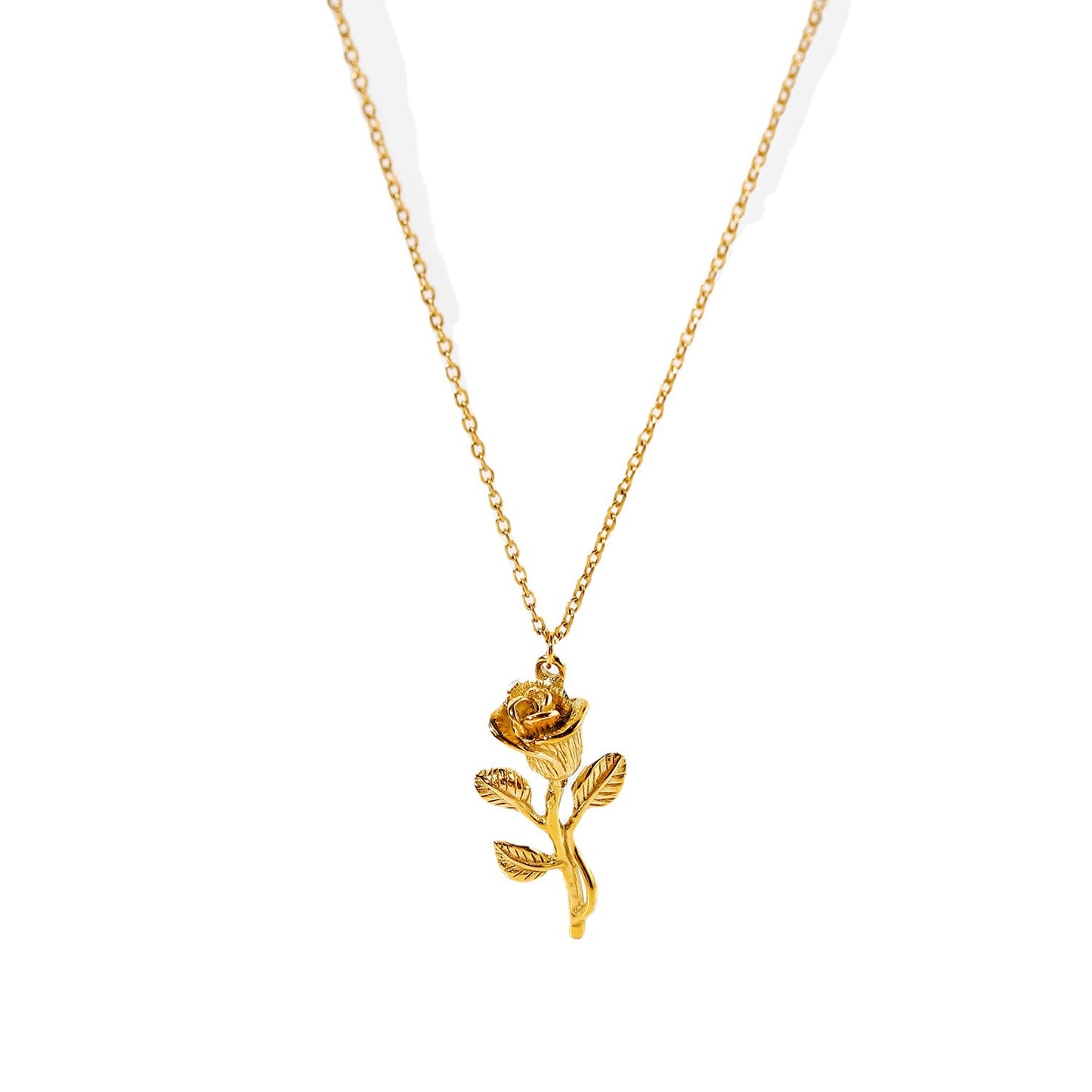 INS Style 18K Gold Plated Stainless Steel Geometric Rose Pendant Necklace for Women Fashion Jewelry Gift