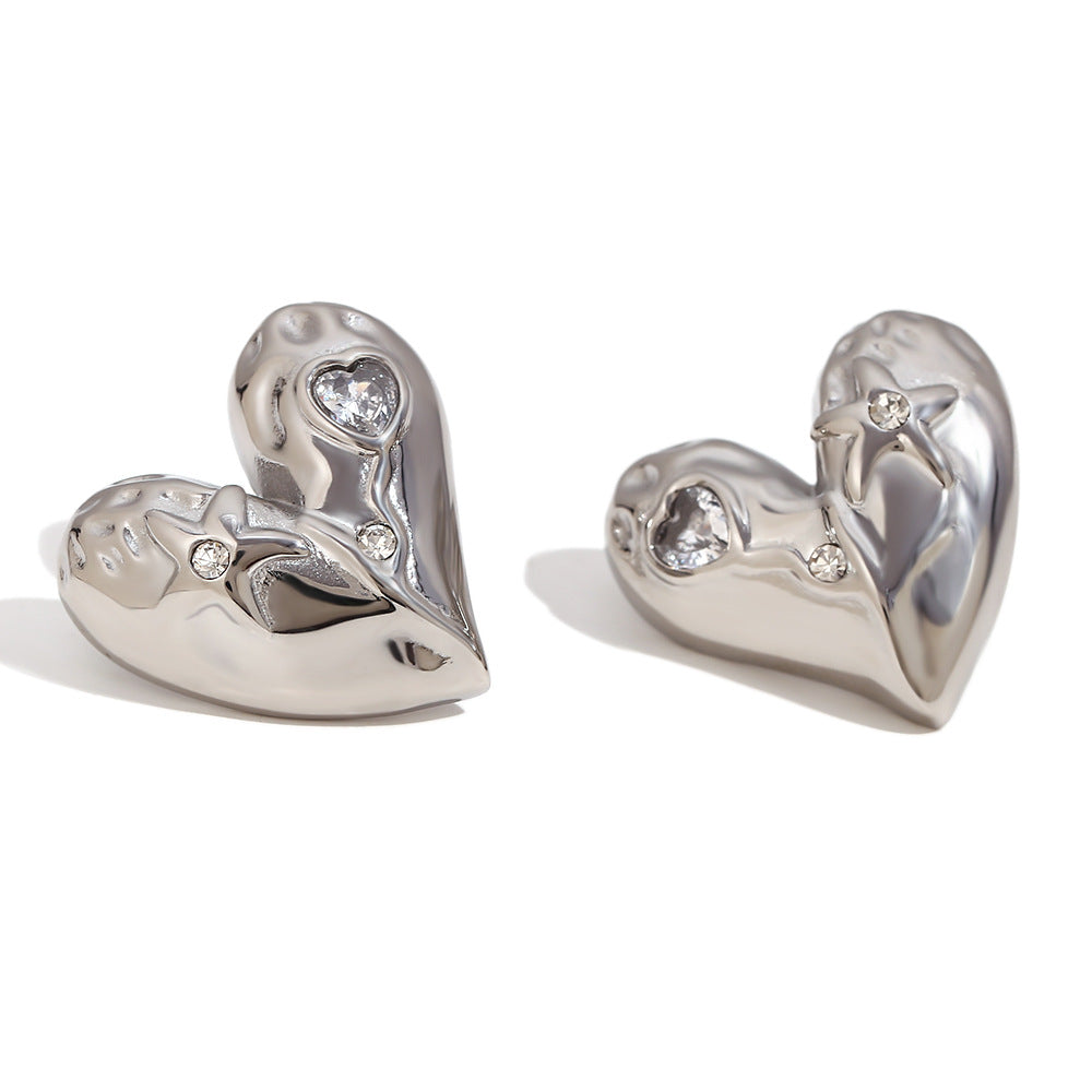 Orecchini da donna alla moda a forma di cuore geometrico in acciaio inossidabile placcato oro 18K
