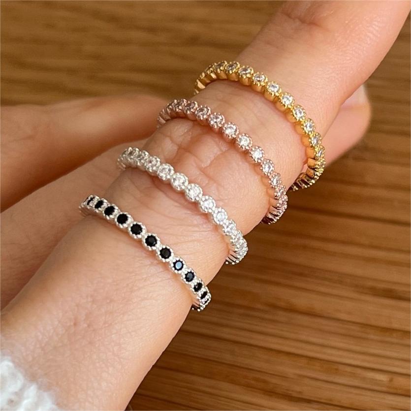 Anello da donna placcato geometrico in argento sterling 925 con zirconi cubici