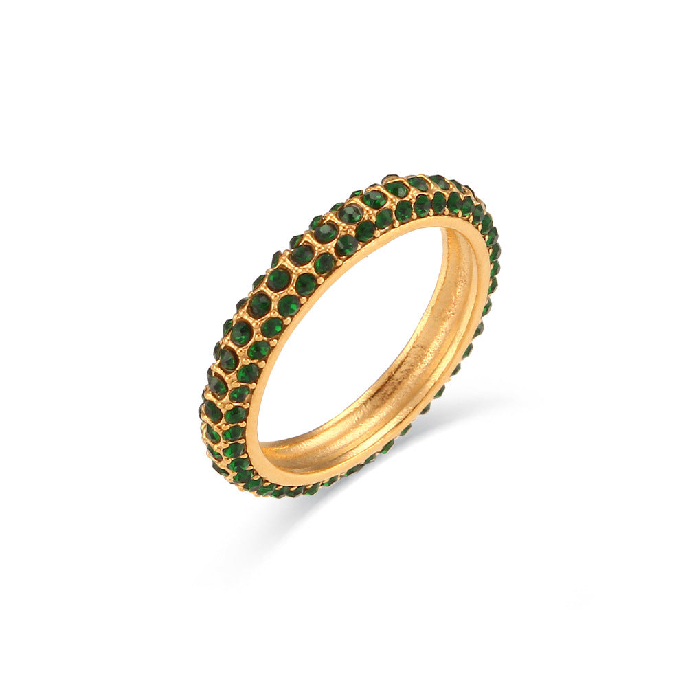 Minimalist Geometric Stainless Steel Ring for Women with Plated Finish and Full Zirconia Inlay